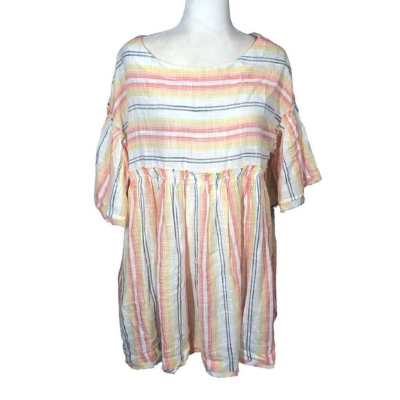 Free People Dress Womens S/P Striped Raw Hem Summer Nights Mini Babydoll New - Picture 4 of 14